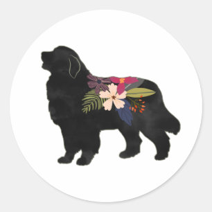 Great Pyrenees Dog Breed Boho Floral Silhouette Po Classic Round Sticker
