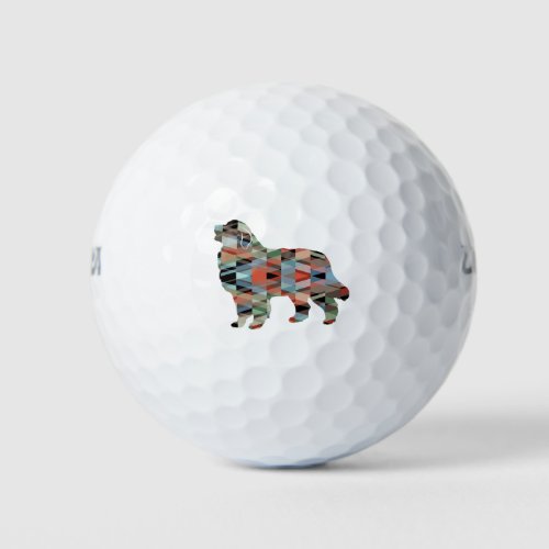 Great Pyrenees Dog Breed Geo Silhouette Plaid Golf Balls