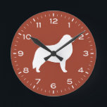 Great Pyrenees Dog Breed Silhouette Round Clock<br><div class="desc">A fun wall clock for the home or office. Makes an original gift for Great Pyrenees lovers. Check out Jenn’s Doodle World for even more decorative clocks and dog breed themed home decor.</div>