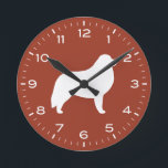 Great Pyrenees Dog Breed Silhouette Round Clock<br><div class="desc">A fun wall clock for the home or office. Makes an original gift for Great Pyrenees lovers. Check out Jenn’s Doodle World for even more decorative clocks and dog breed themed home decor.</div>