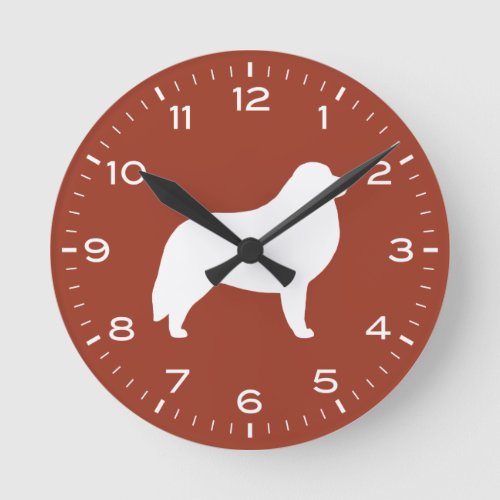 Great Pyrenees Dog Breed Silhouette Round Clock