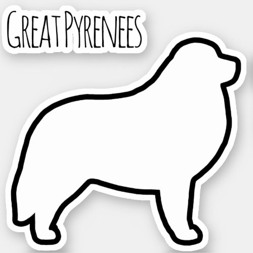 Great Pyrenees Dog Breed Silhouette Vinyl Sticker