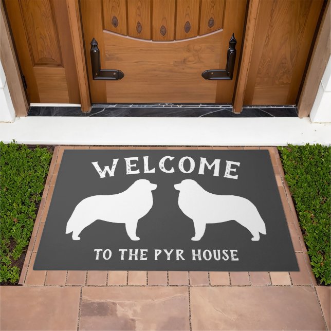 Great Pyrenees Dog Breed Silhouettes Custom Doormat (Outdoor)