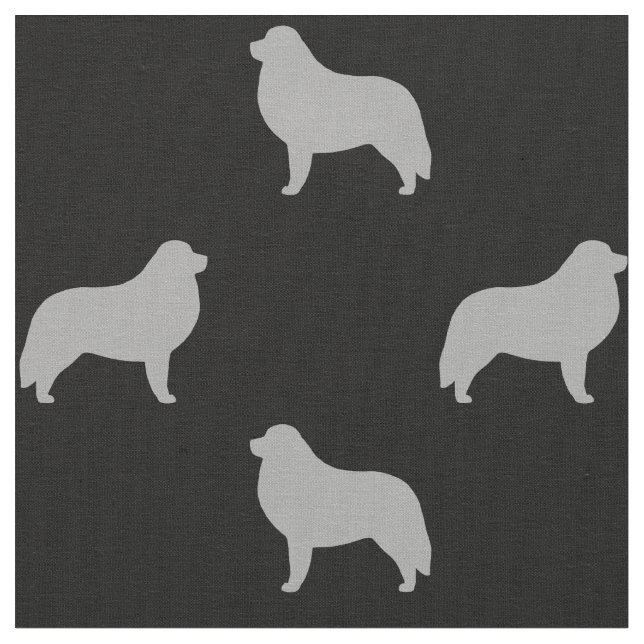 Great Pyrenees Dog Breed Silhouettes Pattern Fabric (Close Up)