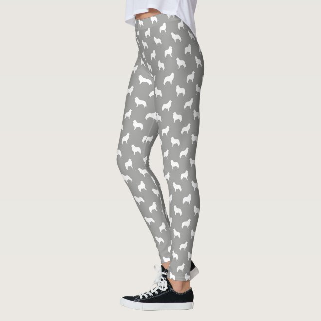Great Pyrenees Dog Breed Silhouettes Pattern Leggings (Left)