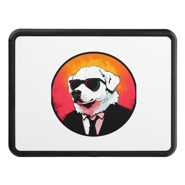 Great Pyrenees Dog Businessman   Hitch Cover (Front)