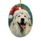Great Pyrenees dog Christmas brush painting artwor