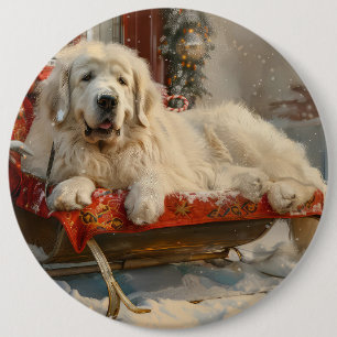 Great Pyrenees Dog Christmas Festive Button
