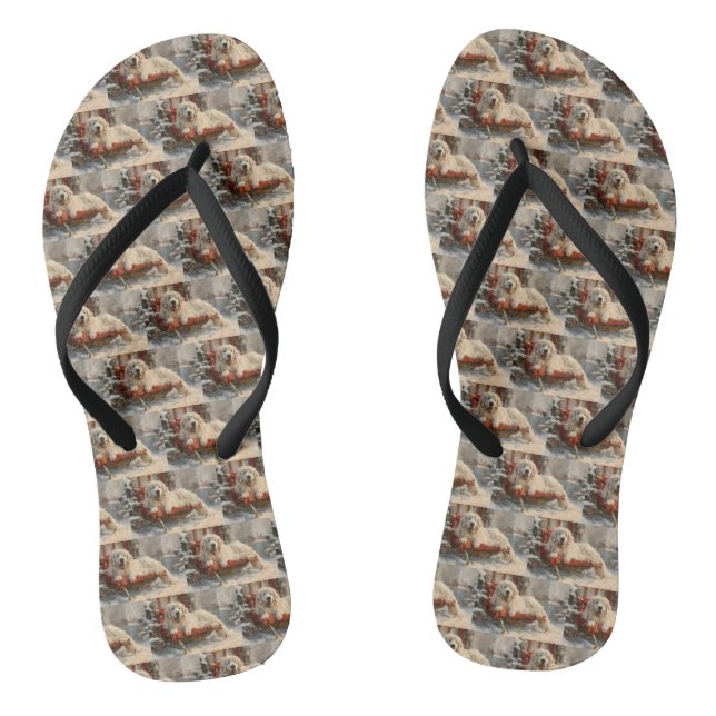 Great Pyrenees Dog Christmas Festive Flip Flops (Footbed)