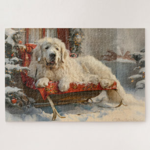 Great Pyrenees Dog Christmas Festive Jigsaw Puzzle