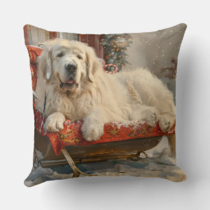 Great Pyrenees Dog Christmas Festive Throw Pillow