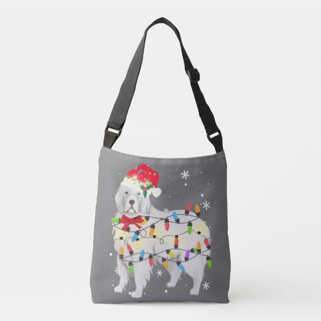 Great Pyrenees Dog Christmas Light Xmas Mom Dad Crossbody Bag (Front)