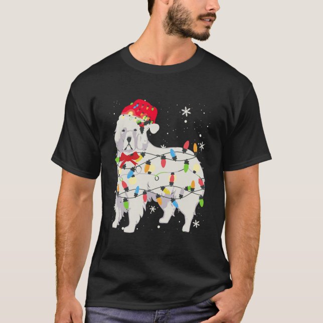 Great Pyrenees Dog Christmas Light Xmas Mom Dad Gi T-Shirt (Front)