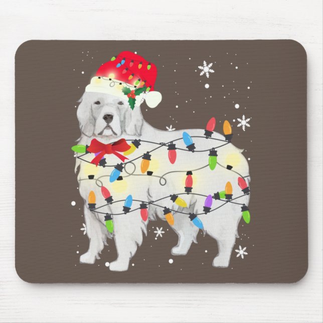 Great Pyrenees Dog Christmas Light Xmas Mom Dad Mouse Pad (Front)