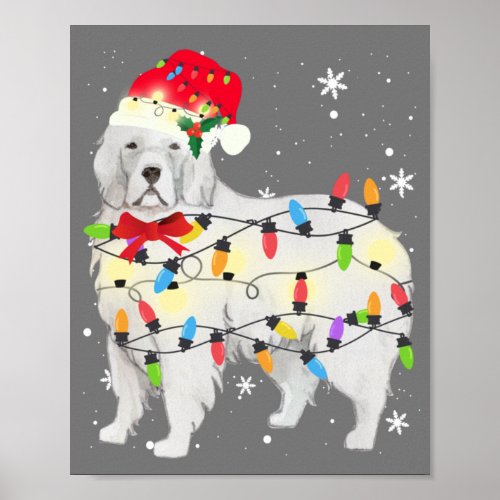 Great Pyrenees Dog Christmas Light Xmas Mom Dad Poster