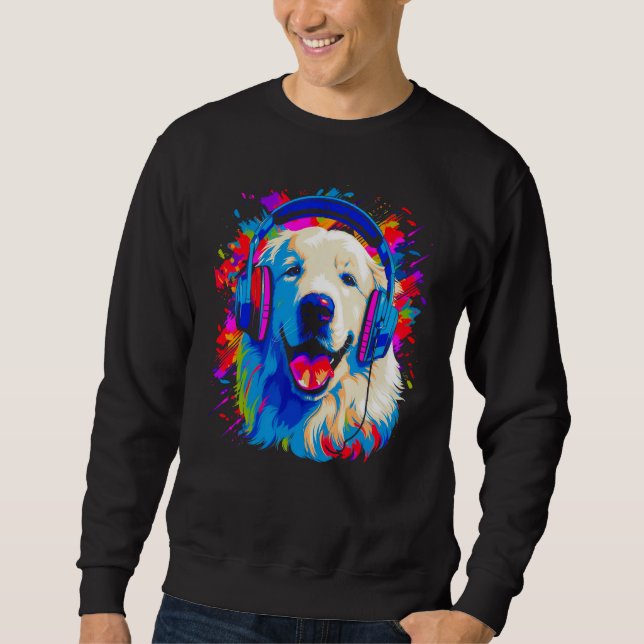 Great Pyrenees Dog DJ Music Sweatshirt (Front)