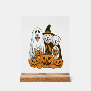 Great Pyrenees Dog Ghost Witch Halloween Matching Acrylic Sign