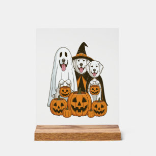 Great Pyrenees Dog Ghost Witch Halloween Matching Acrylic Sign