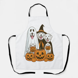 Great Pyrenees Dog Ghost Witch Halloween Matching  Apron