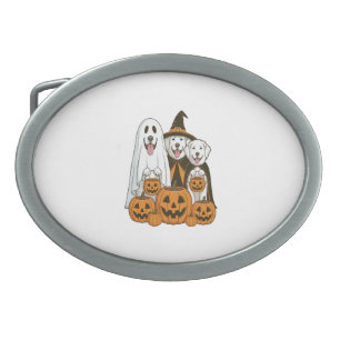 Great Pyrenees Dog Ghost Witch Halloween Matching Belt Buckle