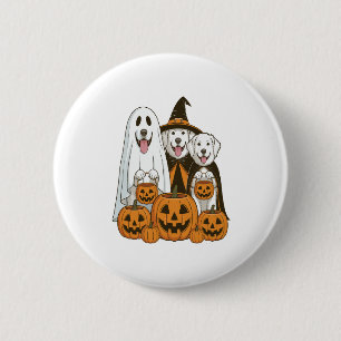 Great Pyrenees Dog Ghost Witch Halloween Matching Button