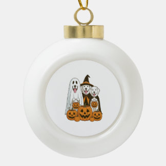 Great Pyrenees Dog Ghost Witch Halloween Matching Ceramic Ball Christmas Ornament