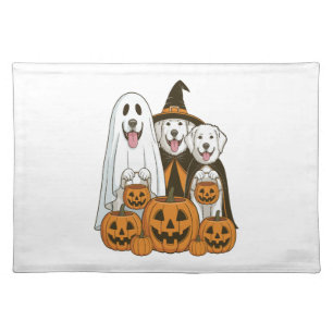 Great Pyrenees Dog Ghost Witch Halloween Matching Cloth Placemat