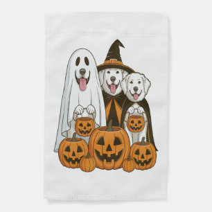 Great Pyrenees Dog Ghost Witch Halloween Matching Garden Flag