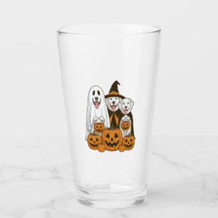 Great Pyrenees Dog Ghost Witch Halloween Matching Glass