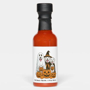 Great Pyrenees Dog Ghost Witch Halloween Matching  Hot Sauces