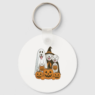 Great Pyrenees Dog Ghost Witch Halloween Matching Keychain