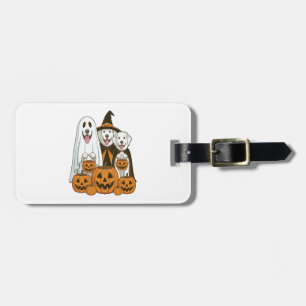 Great Pyrenees Dog Ghost Witch Halloween Matching Luggage Tag