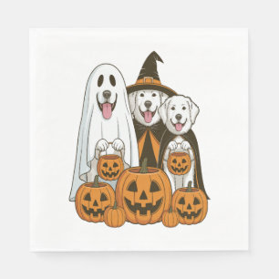Great Pyrenees Dog Ghost Witch Halloween Matching Napkins