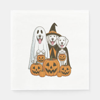 Great Pyrenees Dog Ghost Witch Halloween Matching Napkins