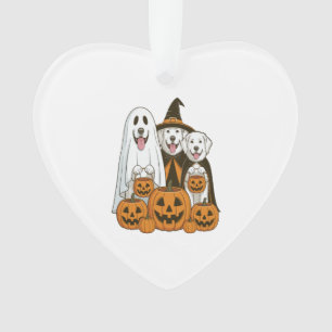 Great Pyrenees Dog Ghost Witch Halloween Matching Ornament