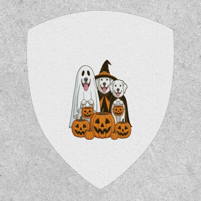 Great Pyrenees Dog Ghost Witch Halloween Matching  Patch (Front)