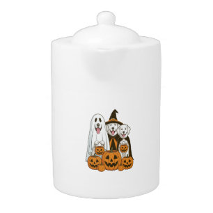Great Pyrenees Dog Ghost Witch Halloween Matching Teapot