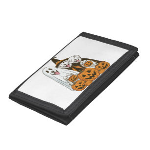 Great Pyrenees Dog Ghost Witch Halloween Matching Trifold Wallet