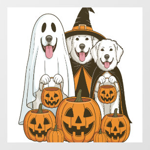 Great Pyrenees Dog Ghost Witch Halloween Matching Wall Decal