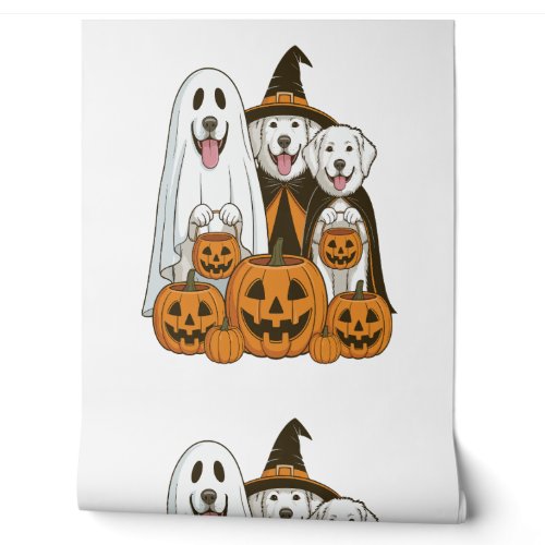 Great Pyrenees Dog Ghost Witch Halloween Matching  Wallpaper
