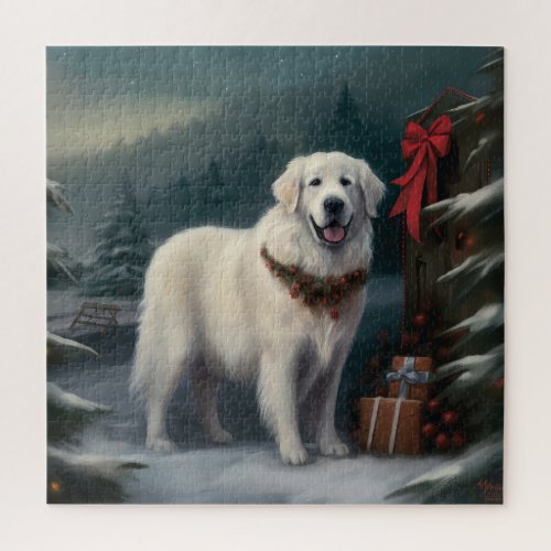 Great Pyrenees Dog in Snow Christmas Jigsaw Puzzle