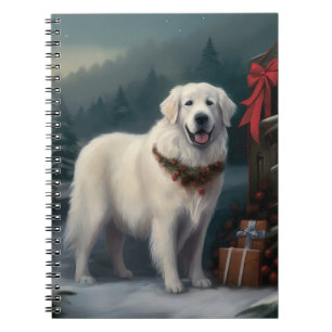 Great Pyrenees Dog in Snow Christmas Notebook
