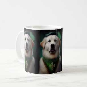 Great Pyrenees Dog in St. Patrick's Day Dress Coffee Mug