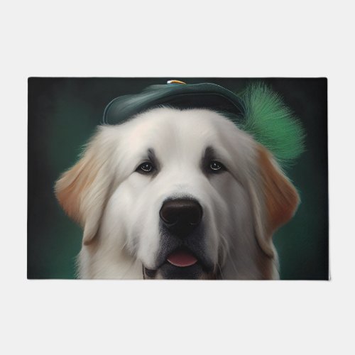 Great Pyrenees Dog in St Patricks Day Dress Doormat