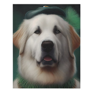 Great Pyrenees Dog in St. Patrick's Day Dress Faux Canvas Print