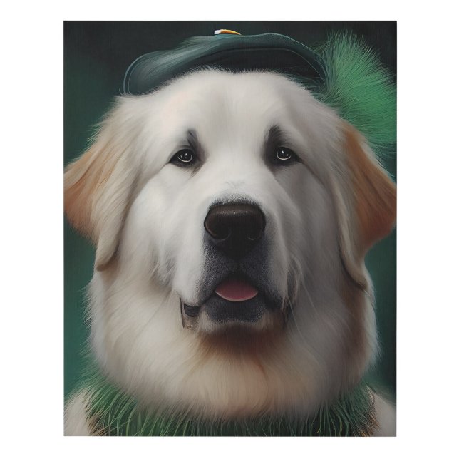 Great Pyrenees Dog in St. Patrick's Day Dress Faux Canvas Print (Front)