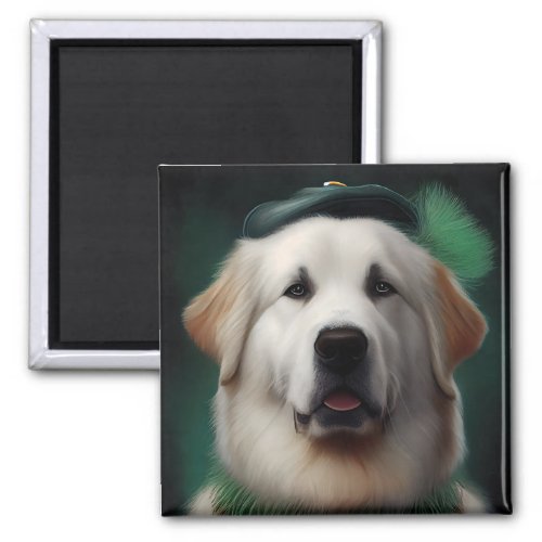 Great Pyrenees Dog in St Patricks Day Dress Magnet