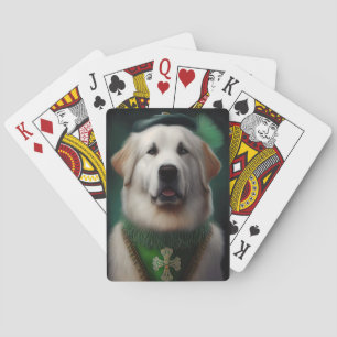 Great Pyrenees Dog in St. Patrick's Day Dress Poker Cards