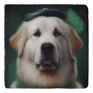 Great Pyrenees Dog in St. Patrick's Day Dress Trivet