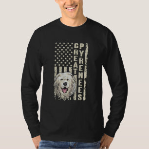 Great Pyrenees Dog Patriotic American Flag Pyrenee T-Shirt